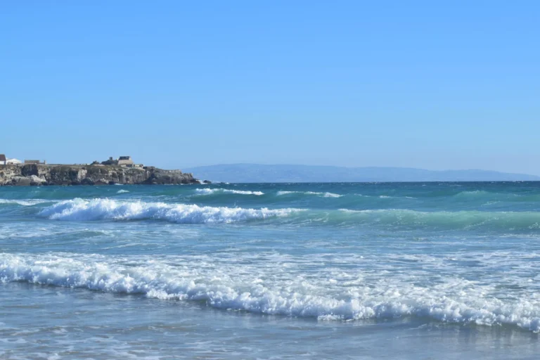 bright blue sea with waves in tarifa spain